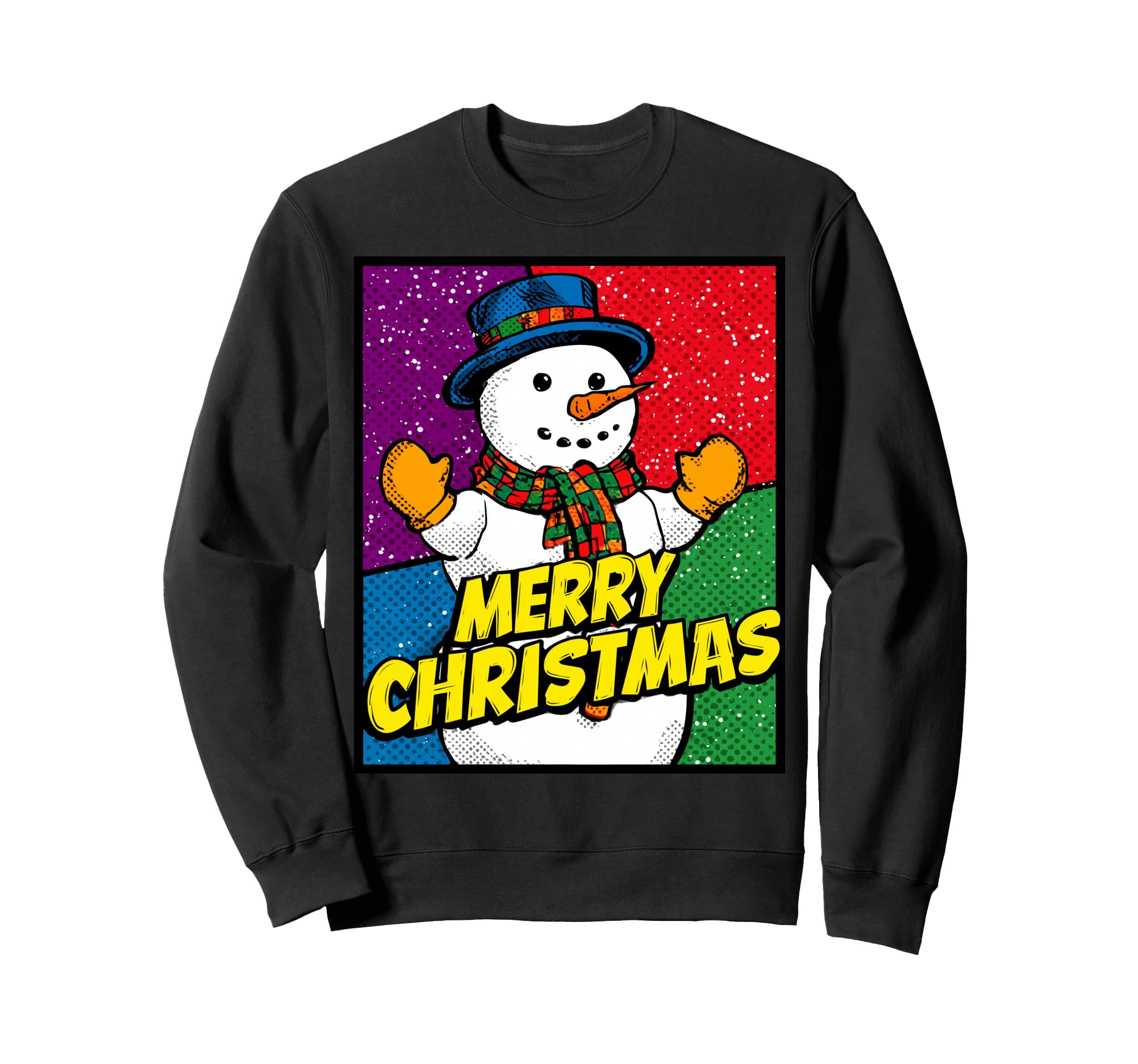 

Snowman Pop Art Merry Christmas Christmas Motif Sweatshirt чёрный
