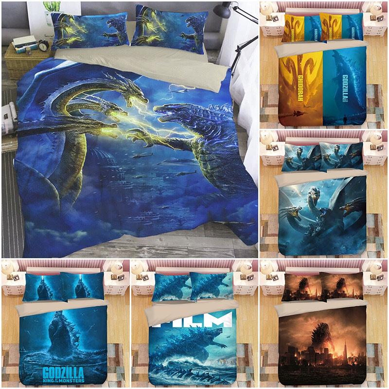 3d Godzilla Newest King Of The Monsters Design Bedding Set Duvet Cover 3pc