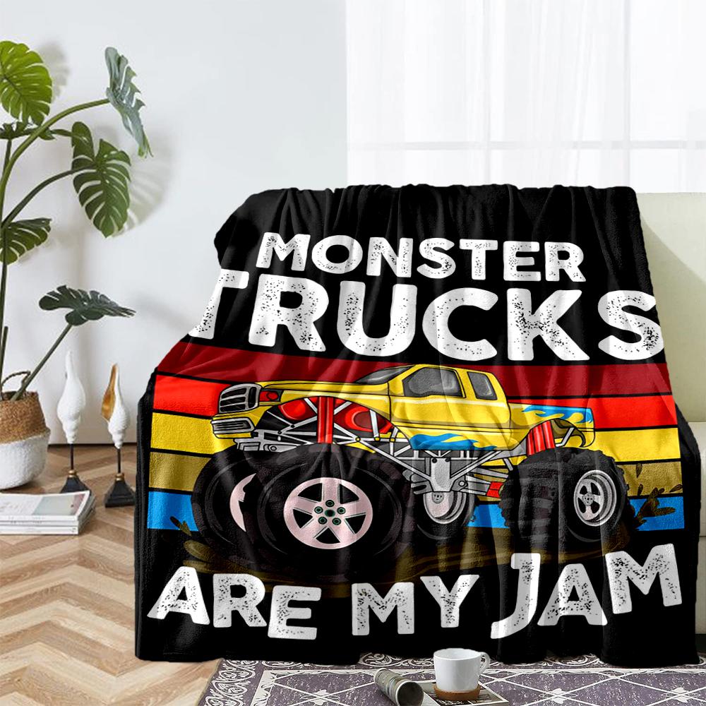 Truck Theme Printed Blanket - Perfect for Couch, Bed, Travel & Outdoor Use | Machine Washable, Cozy & Durable.