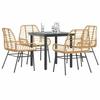 VidaXL Garden Dining Set Cushions 5pcs Brown Poly Rattan Glass, Outdoor Dining Set, Dining Furniture of 3334556