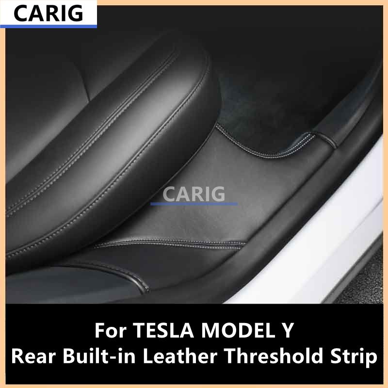 For TESLA MODEL Y Rear Built-in Leather Threshold Strip,Anti-scratch Wear-resistant Anti-stomping Dirty Modification Parts