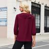 Women's V-Neck Ruffle Chiffon Blouse 3/4 Sleeve Casual Top