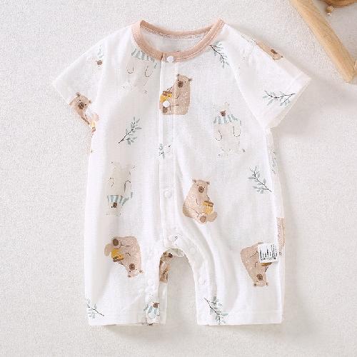 Tute in Cotone Traspirante per Neonati Tuta Estiva a Manica Corta per Neonato Bambino Bambina Tutine Morbide Monopezzo