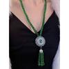 New Chinese Style Retro Versatile Necklace Jewelry Clothing Pendant Green Crystal Pendant