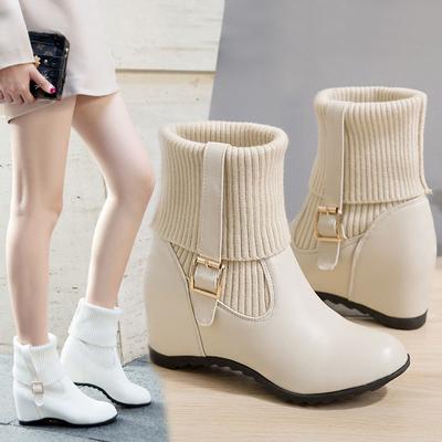 Höhe zunehmende Dame Stiefeletten Damen Frühling und Herbst Damen Stiefel Winter Plus Samt Schneestiefel Damen Baumwollschuhe