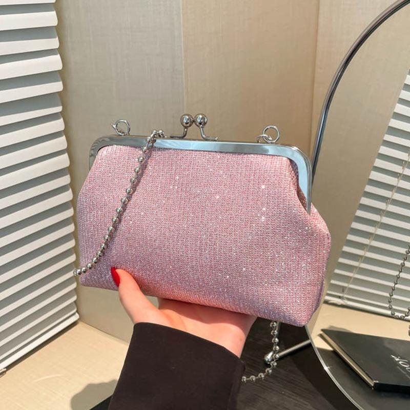

2025 весна и лето новая мода простая наплечная сумка-ракушка модная сумка на цепочке женская повседневная сумка-мессенджер сумка розовый