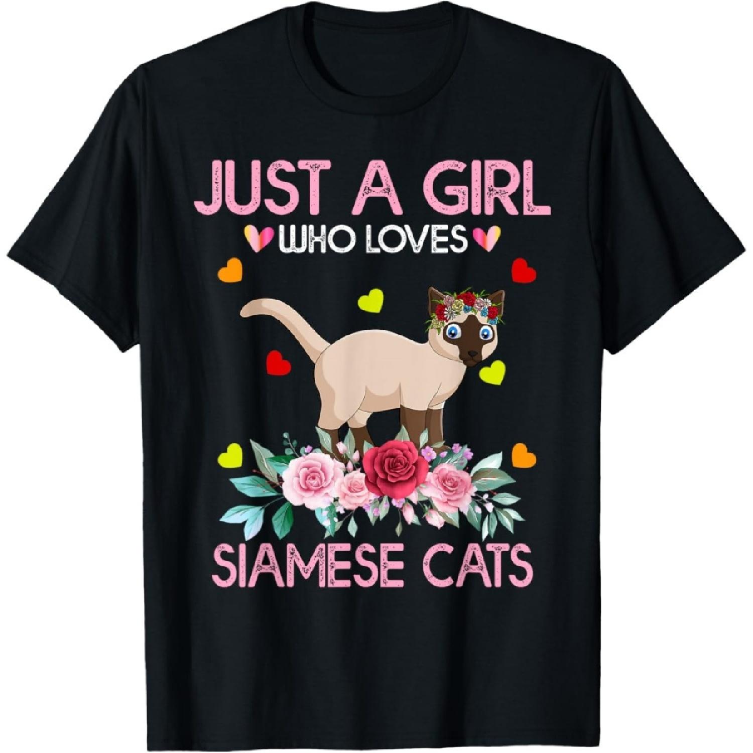 Siamese Cat Tee For Women Just A Girl Who Loves Siamese Cats T-Shirt S