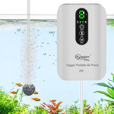 Hygger Akumulatorowa Pompka Powietrza do Wędkarstwa Maksymalny Przepływ Powietrza 6 l/min USB Automatyczna 35dB Odpowiednia do Akwariów z Rybami Bettą, Ustawienia, Ładowanie, AC/DC