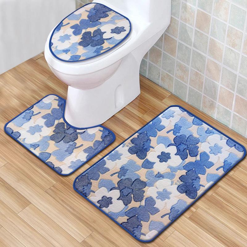 Toilet Floor Mat Three-Piece Door Mat Absorbent Carpet Bathroom Bathroom Non-Slip Foot Mat