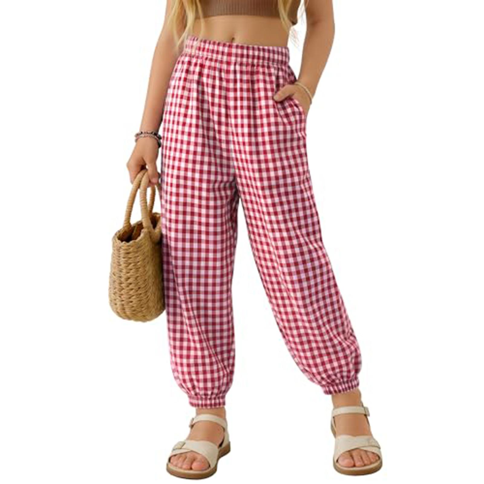 

Children s Fashionable Knickers, Checkered, Loose And Casual Pants 120 червоний