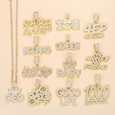 European & American Hip-Hop ICE Diamond CEO Letter Pendant Necklace - Trendy Unisex Jewelry