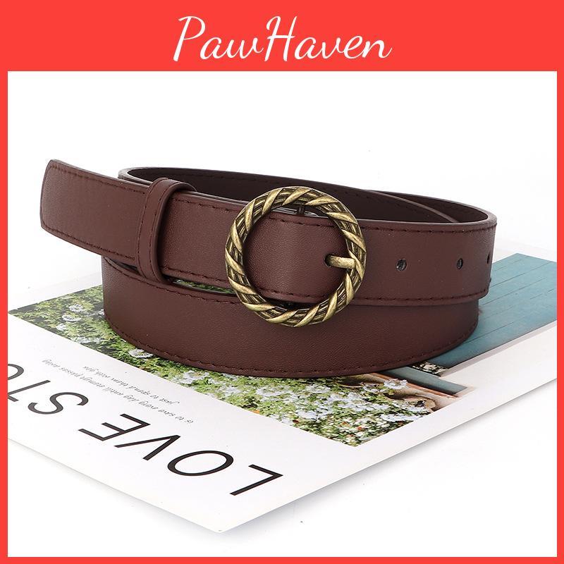 Minimalist Waist Retro Belt With Circular Buckle Design For Casual And Business