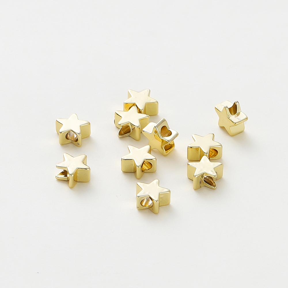 

20pcs/lot 14K/18K Gold Color Plated Star Shape Beads Bracelet Spacer Beads for DIY Jewelry Necklace Decorate Making Supplies