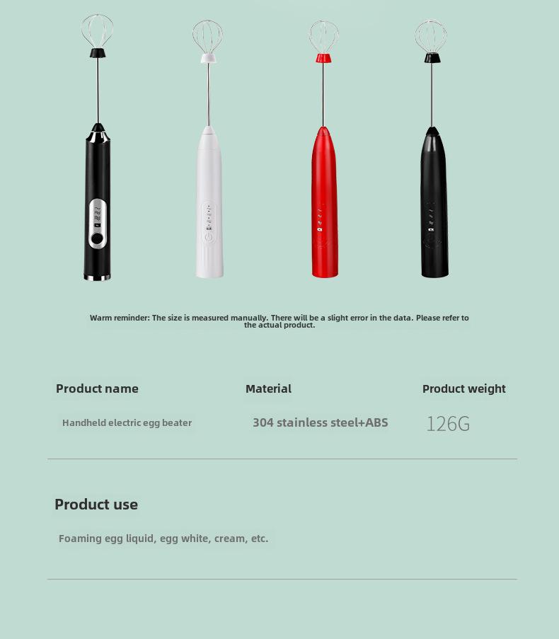 Wireless Electric Handheld Egg Beater & Milk Frother for Cream, Cake, Coffee, Baking