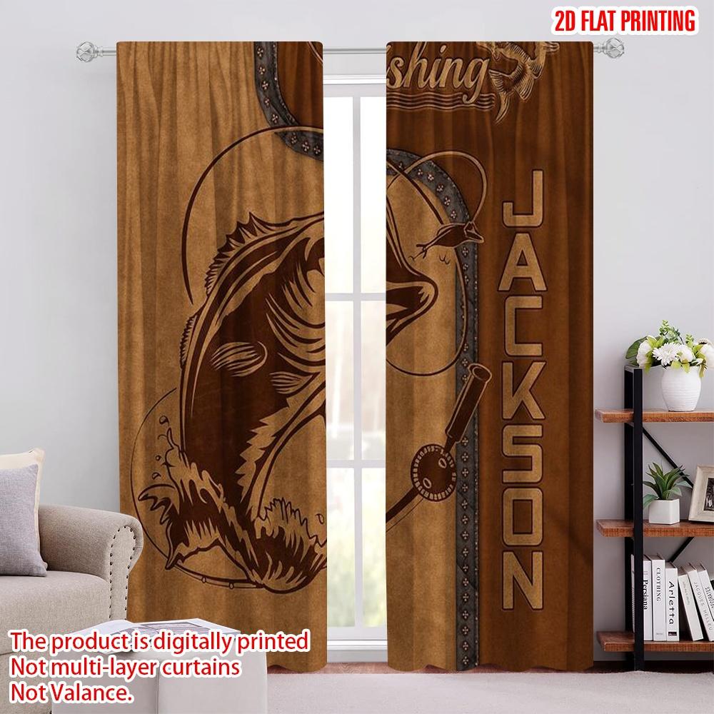 

2pcs,2D plane printing Curtain Popular Catch of the Day Durable 100% Polyester Fabric (without rod) Decorations Outdoor Ldeal 52.50 × 116.00 cm 2 pcs