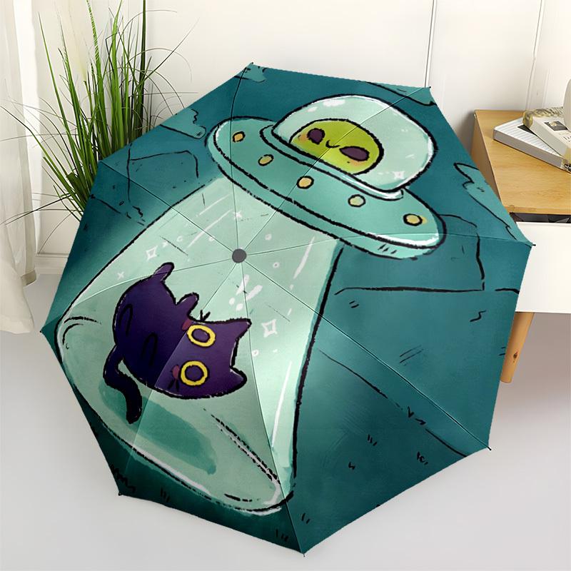 1pc Alien Spaceship Automatic Open/Close Umbrella with One Touch Button,, Windproof Design Lightweight Portable Umbrella for Women & Men6116