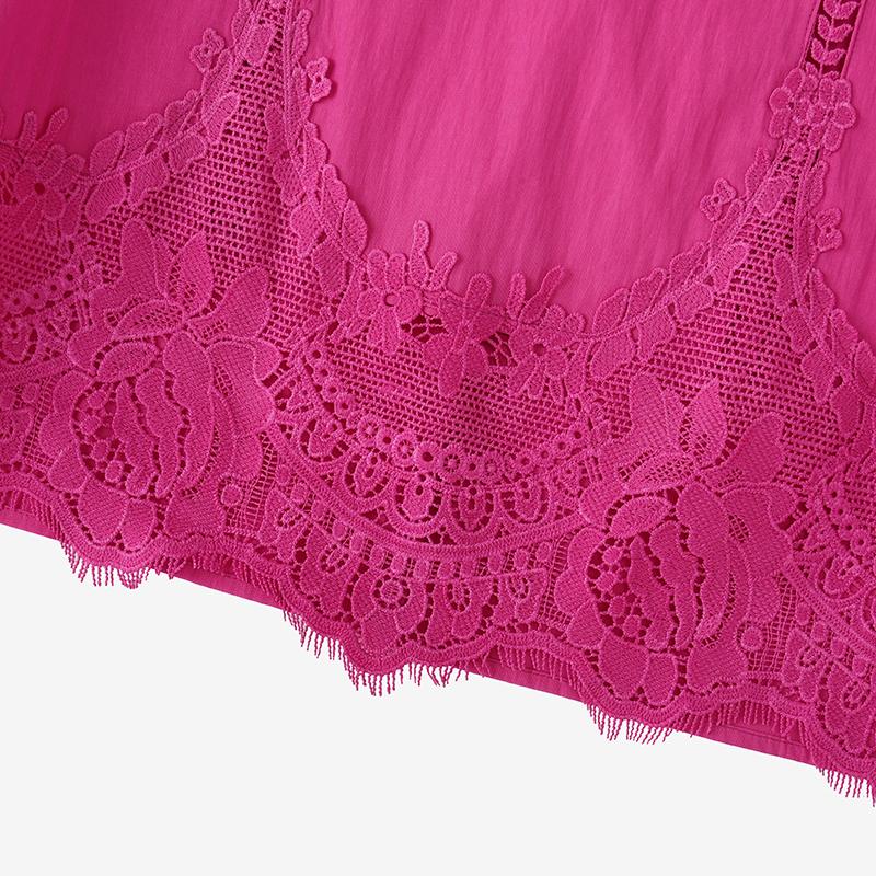 ZANZEA Women Elegant Casual Ruffled Sleeveless Lace Patchwork Tank Tops Tee