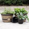 Barrel Garden Planter Plant Container Decoration for Yard Patio Resin Flower Pot Half