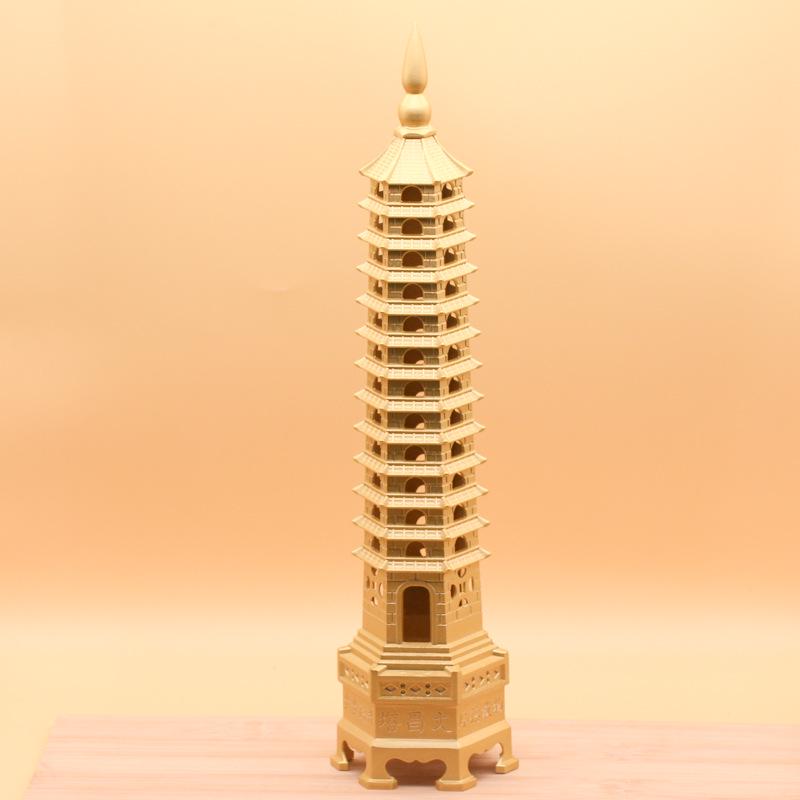 Brass Nine-Story and Thirteen-Story Wenchang Tower Ornament for Student Desk Decor