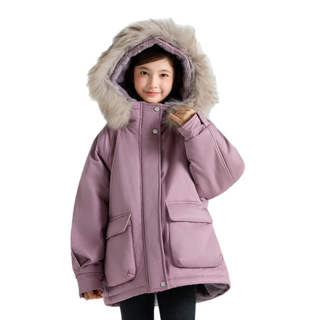 Sangluo Girls' Parka: Stylish & Warm Velvet-Lined Cotton Jacket for Winter 2025