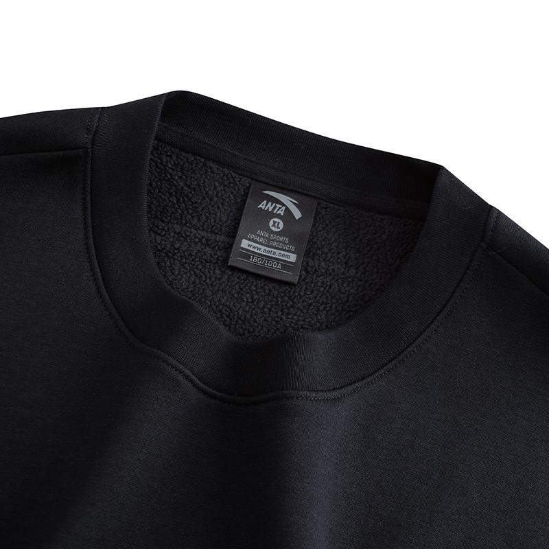 Anta Fleece Trendy Casual Sports Pullover Hoodie Unisex hoodies Black 972618704N-5