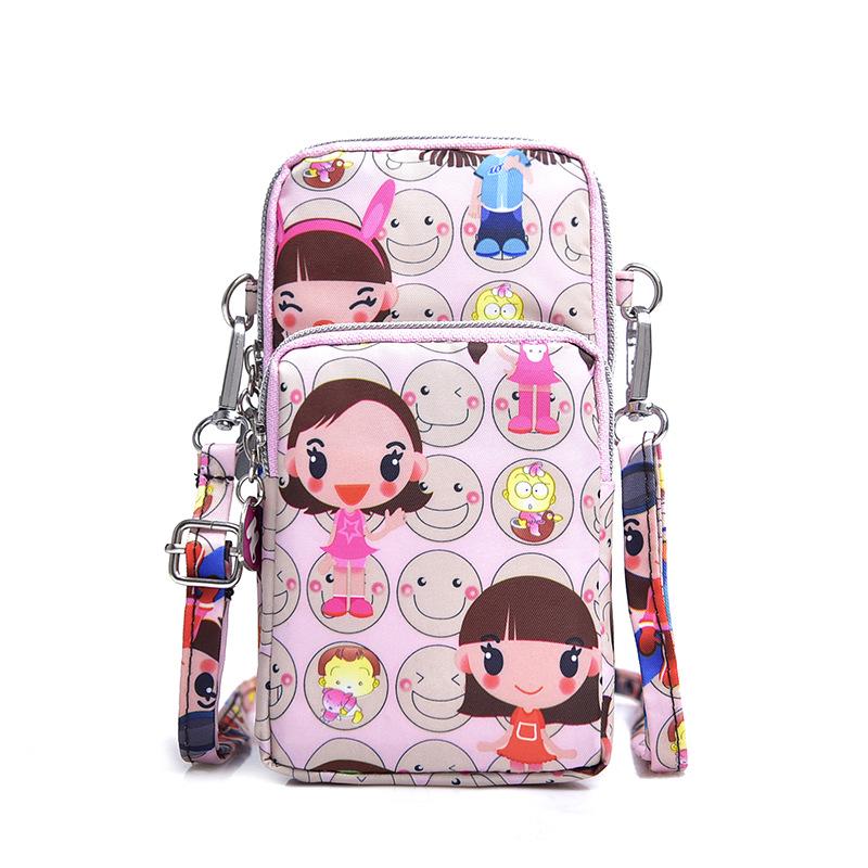 Nylon Schulter-Crossbody-Handytasche für Damen, Sport Laufen Mehrschichtige Reißverschlusstasche Armbandtasche, Clutch Münzbörse, Schlüsselhalter