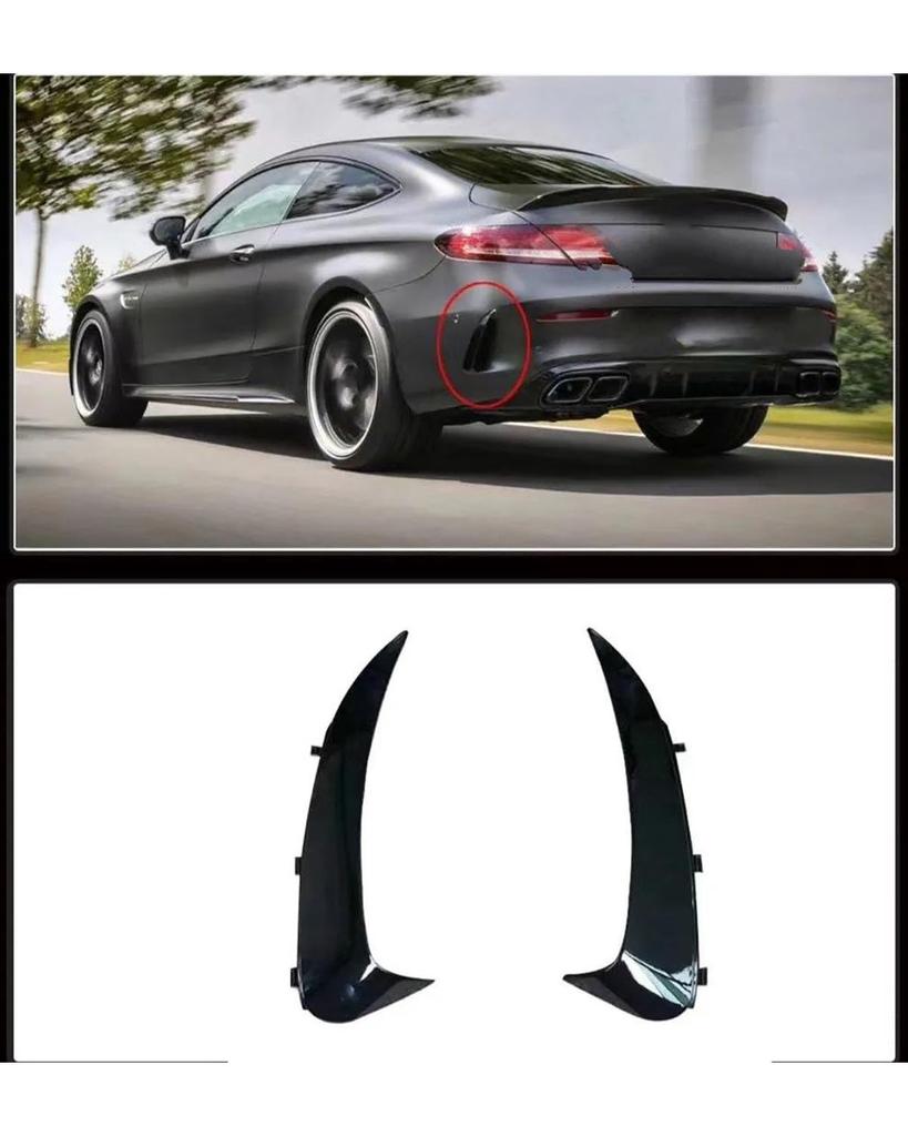 Stoßstangenspoiler für C-Klasse W205 C205 S205 Coupé Limousine Kombi Glanzschwarz Heckstoßstange