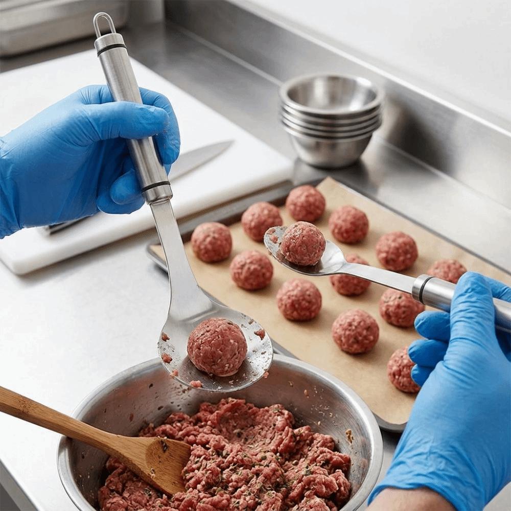 Non-Stick Meatball Maker Spoon Stainless Steel Fish Ball Squeeze Spoon Meatball Scoop Restaurant