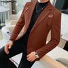 INCERUN Men Lapel Neck Long Sleeve One Button Blazer Slim Waist Thin Coats