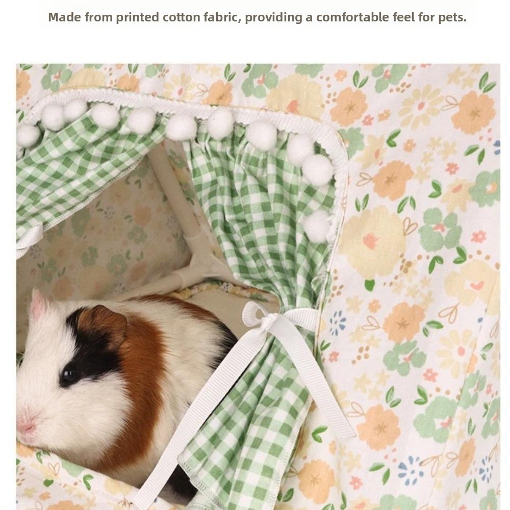 Floral Print Cozy Sleeping Tent Soft Cotton Bottomless Hideout Hamster Cage  For Rabbits Guinea Pig