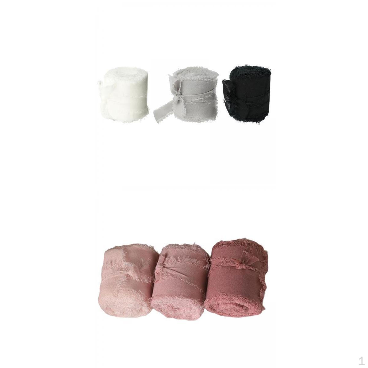 

6 рулонов шифоновой шелковой ленты ручной работы на день Святого Валентина, свадебные букеты, упаковка подарков, DIY ремесла, декор Pink Series