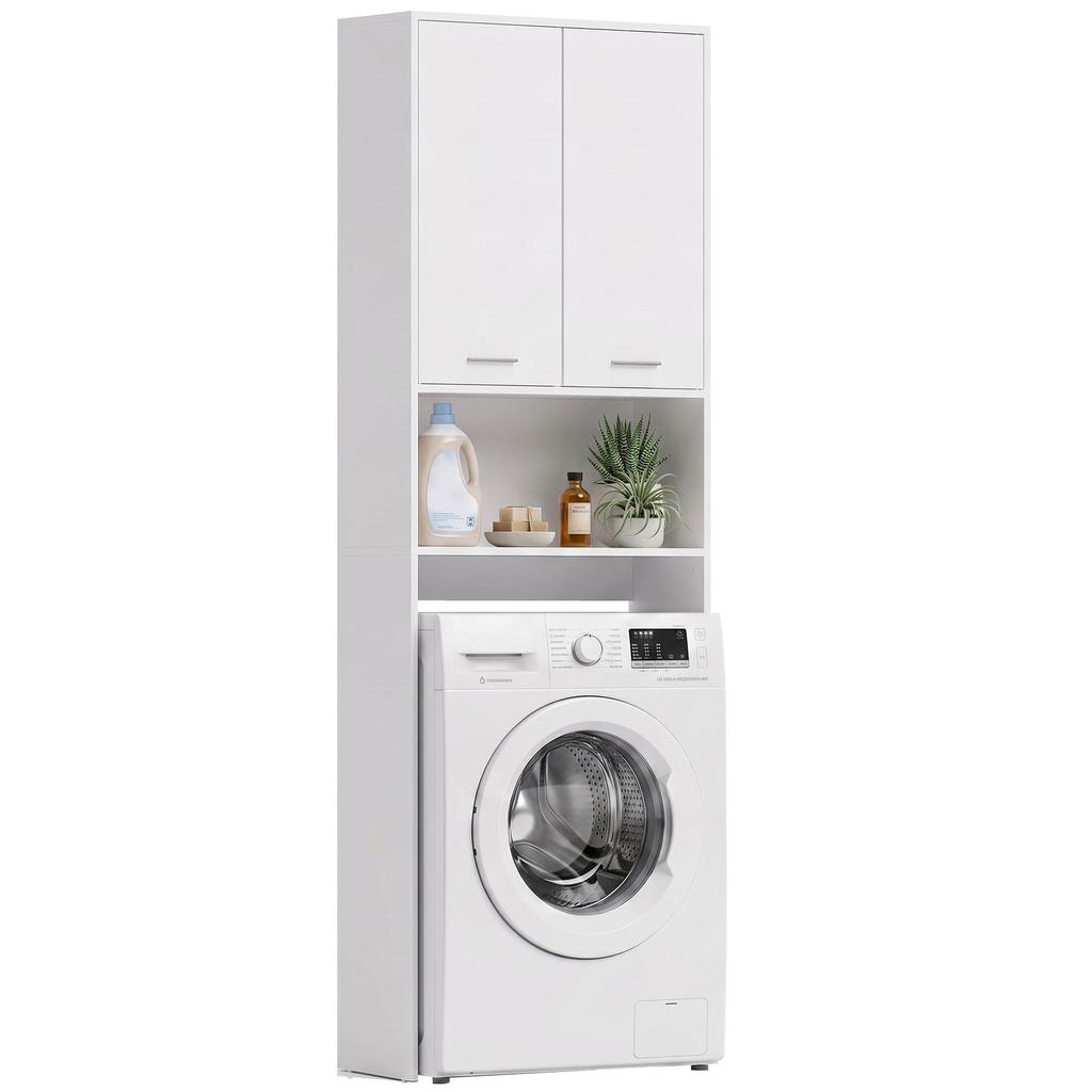 Washing Machine Cabinet with 2 Doors 66 X 24 X 191 Cm White