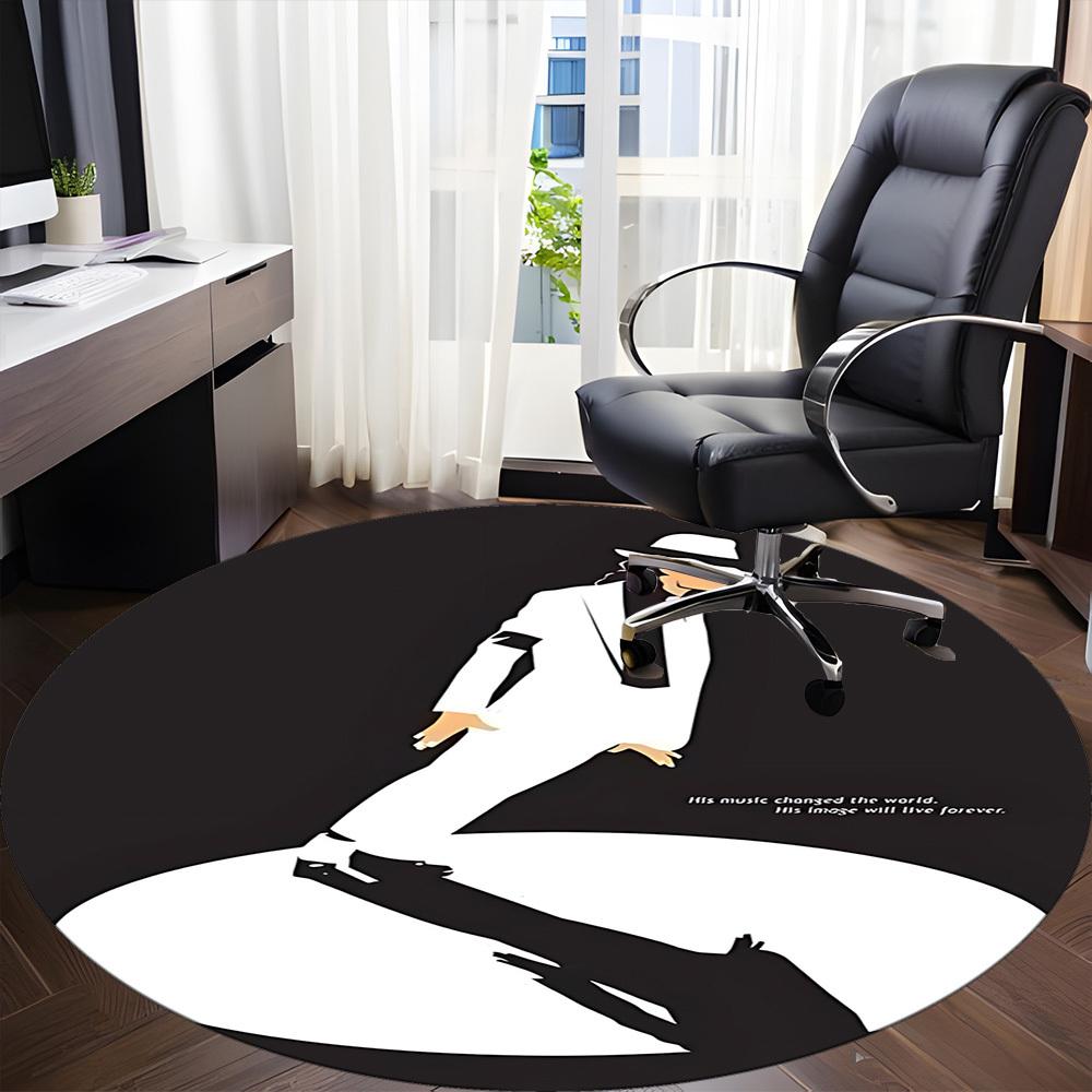 1PC Michael Joseph Jackson Office Round Area Rug, Indoor Mat Suitable For Office, Under Office Chairs Bedroom Living Room Home Decor, Room Deco110
