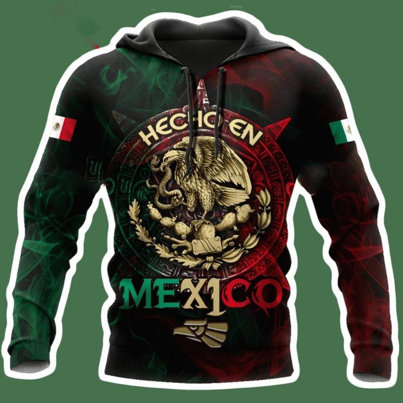 Sweats à capuche du Nouveau-Mexique Sweat à capuche pour homme Impression 3D Drapeau du Mexique Tops Automne Manches longues Vêtements de rue Sweat à capuche à capuche de créateur pour homme