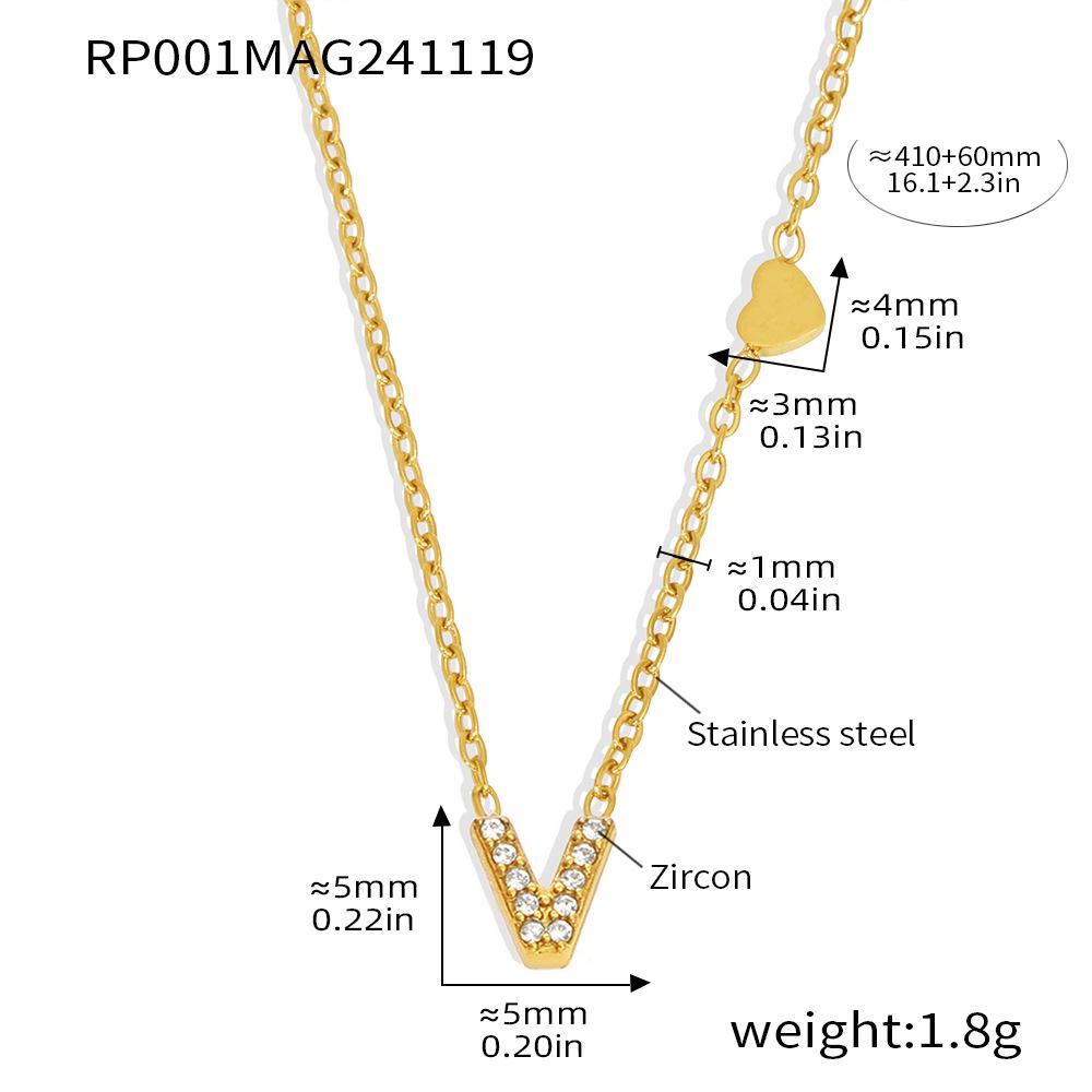 Qiong Yao 26-Letter Zircon Inlaid Jewelry Set: Gold-Plated Titanium Steel Necklace, Bracelet, Ring, and Stud Earrings.