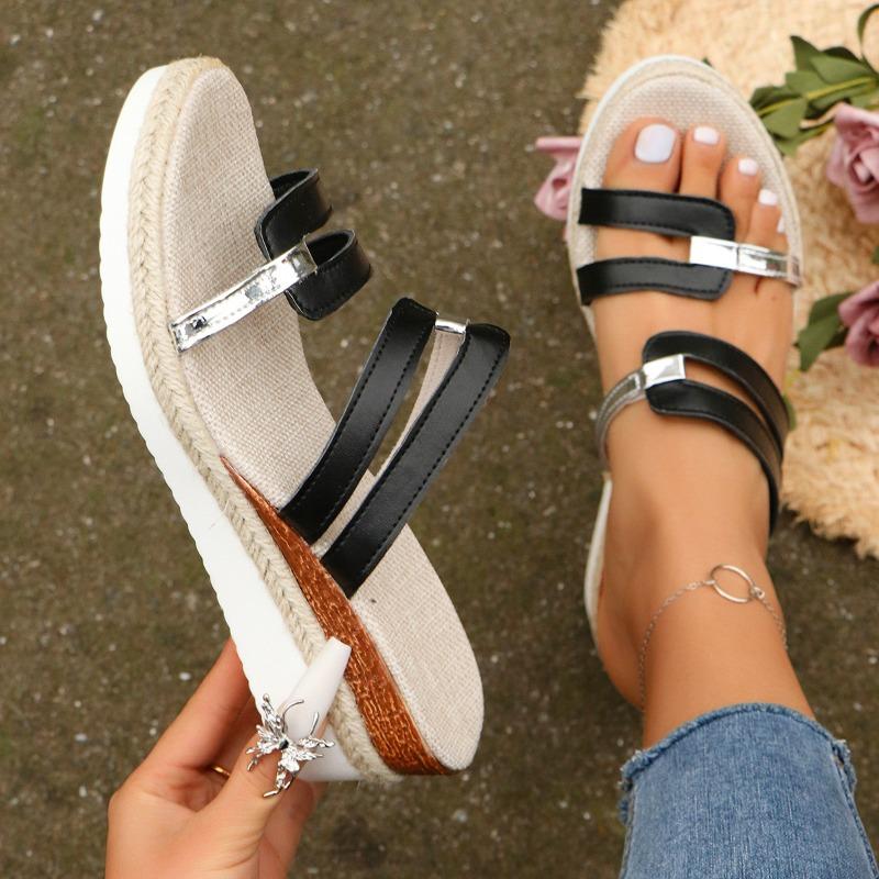 Large size slope heel cool slippers summer versatile fashion thick bottom muffin bottom one-word women's slippers