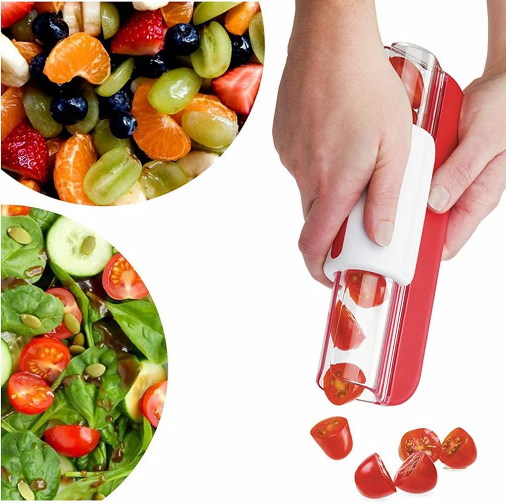 Grape Tomato Cherry Fruit Slicer Plastic Stainless Steel Kitchen Tool for Fruits Vegetables