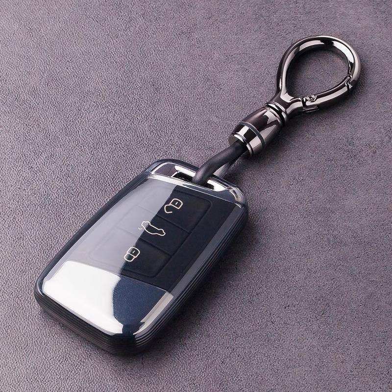 Key Holder Case For Skoda Kodiaq Karoq Octavia Fabia Seat Ateca TPU For VW Passat B8 Polo Tiguan Taos Accessories Key Caps