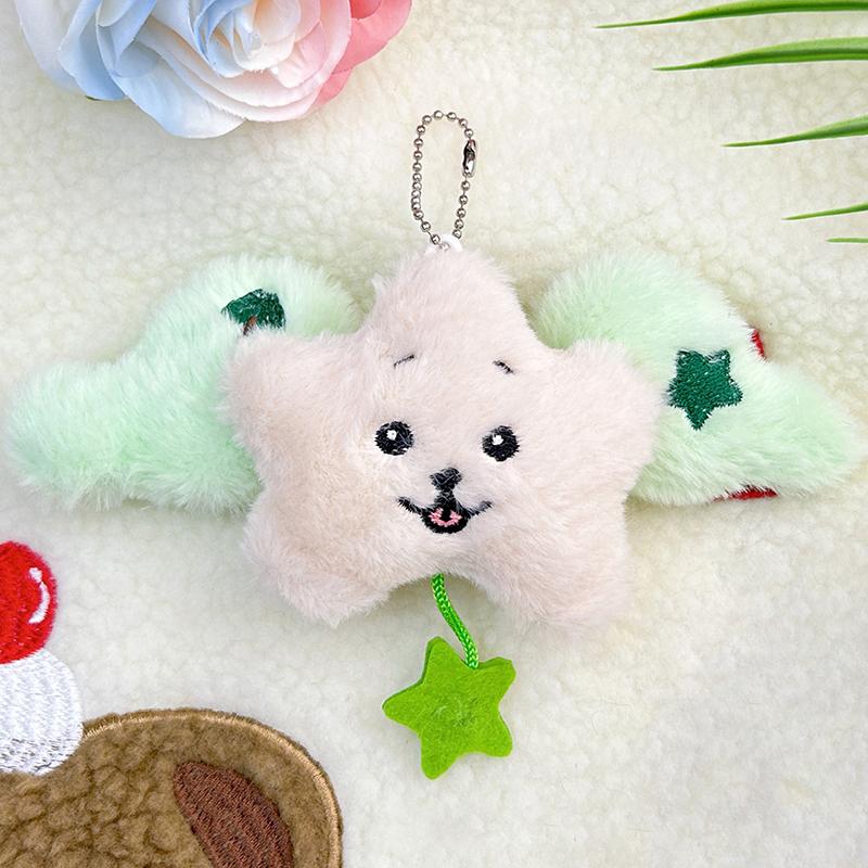 Cartoon  Wings Star Pendant Keychain Cute Doll Plush Pendant Creative Kawaii School Bag Decoration Accessories Gifts