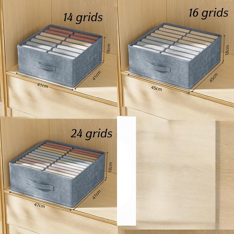 

1pc Wardrobe Clothes Storage Organizer Pants Sweater T-Shirt Storage Box with Board Cabinet Drawer Organizer Jeans Storage Box 14 grids синій