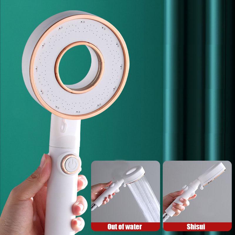 Hollow Out Design High Pressure Shower Head 3 Modes One-Key Stop Spray Nozzle High Pressure Water Saving Spray Showerhead