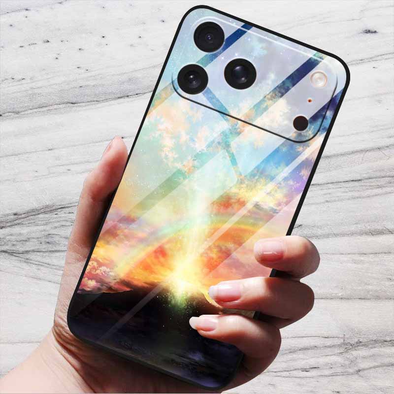 Cartoon Patterns Case For iPhone 17 Pro Plus Capa 17 Pro Max Bumper Luxury Tempered Glass Hard Back Cover iPhone17 Air Funda