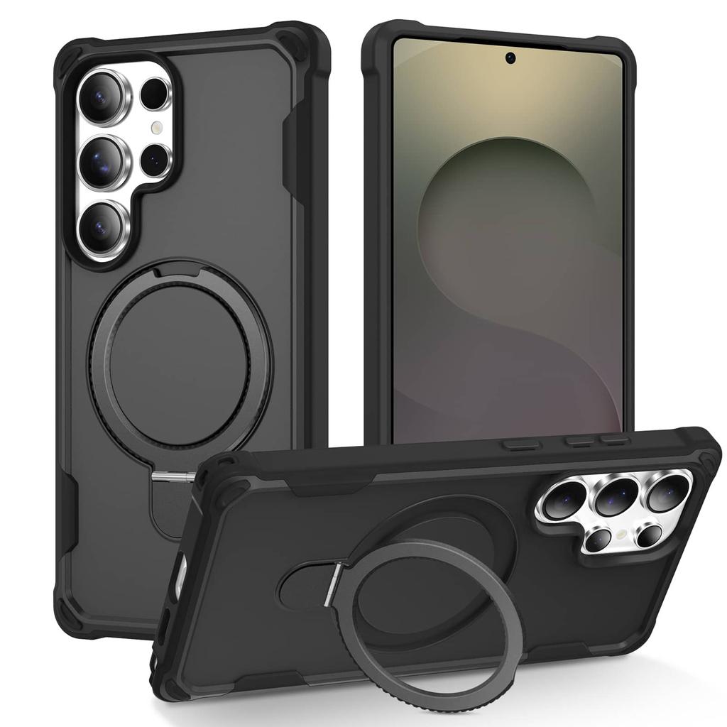 Magnetic Case For Samsung Galaxy S25 Ultra/S25/S24 Plus, MagSafe Charging Compatible Heavy Duty Shockproof Cover With Ring Stand