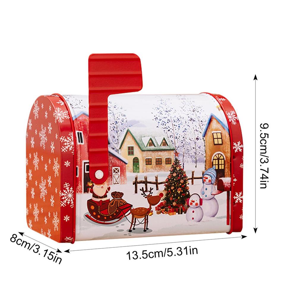 Christmas Gift Box Santa Claus Candy Box Craft Iron Storage Box Organizer Tin Box Mailbox Xmas Ornaments Paper Box Kids Gifts