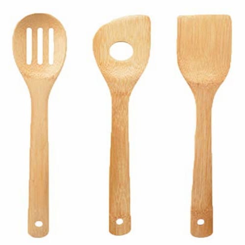 Remark Natural Kitchen Utensil Set (Bamboo Slotted Spoon, Turner, and Spatula)