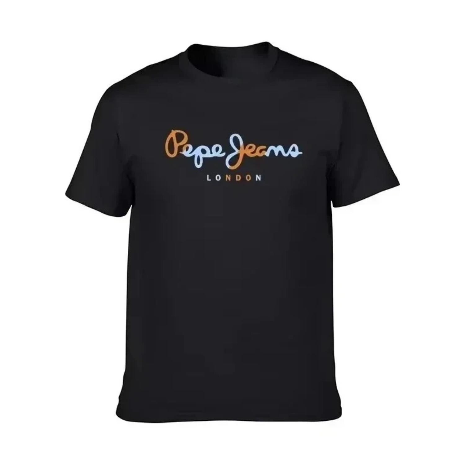 

Summer fashion high-quality fashion versatile printed T-shirt men s and women s plus size casual short sleeved cotton T-shirt S чёрный