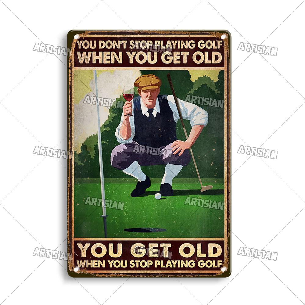 Artisian Golf Golfer Metal Sign Sport Tin Plaque Vintage Decorative Poster Wall Decor Garage Bar Pub Club Hotel Cafe Kitchen