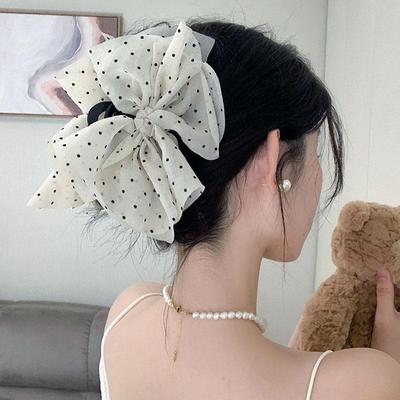 Elegant Temperament Large Bow Grab Clip For Woman Ponytail Braid Shark Clip Hair Claw  Hair Accessories Headdress