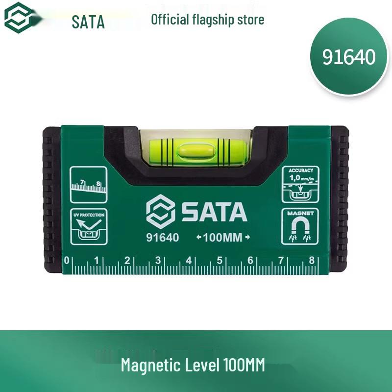 SATA Magnetic Precision Leveling Ruler – Straight Edge, Mini Leveling Tool, Household Measuring Ruler.