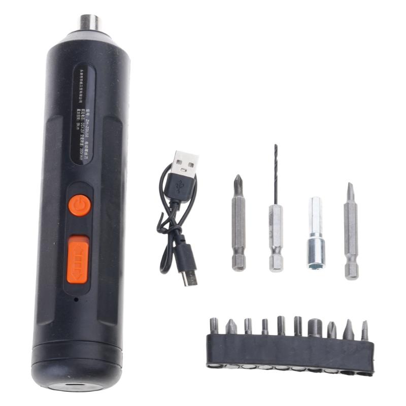 Electric Screwdriver Kit Featuring Various Screwdriver Bits Crosses Flat Head Type Ergonomic Handle Comfort Grip High Capacity Battery